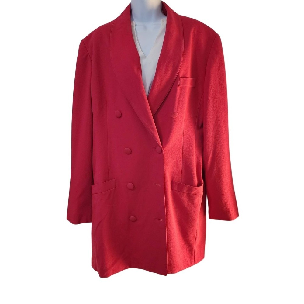 Vintage Spiegel Raspberry Red‎ Barbie Pink Double Breasted Blazer Size 18T